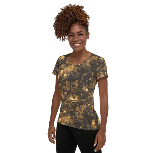 Amber Apparitions on a Women's Athletic T-Shirt