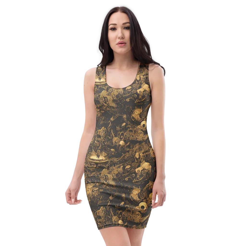 Amber Apparitions on Bodycon Dress — Front