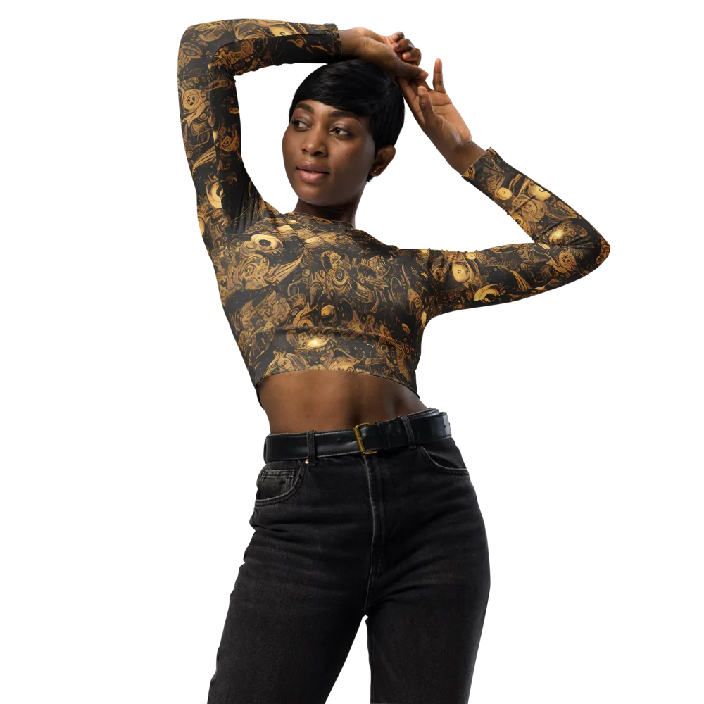 Amber Apparitions on Long Sleeve Crop Top — Front