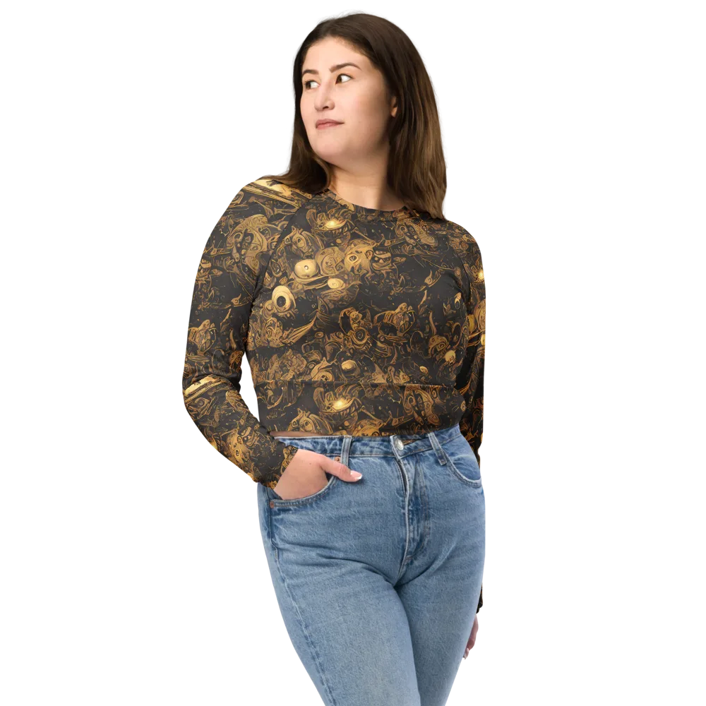 Amber Apparitions on Long Sleeve Crop Top — Front