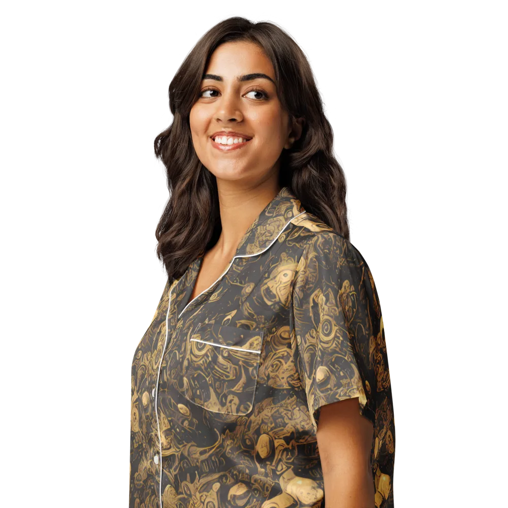 Amber Apparitions on Women's Short Sleeve Pajama Top — Left Front