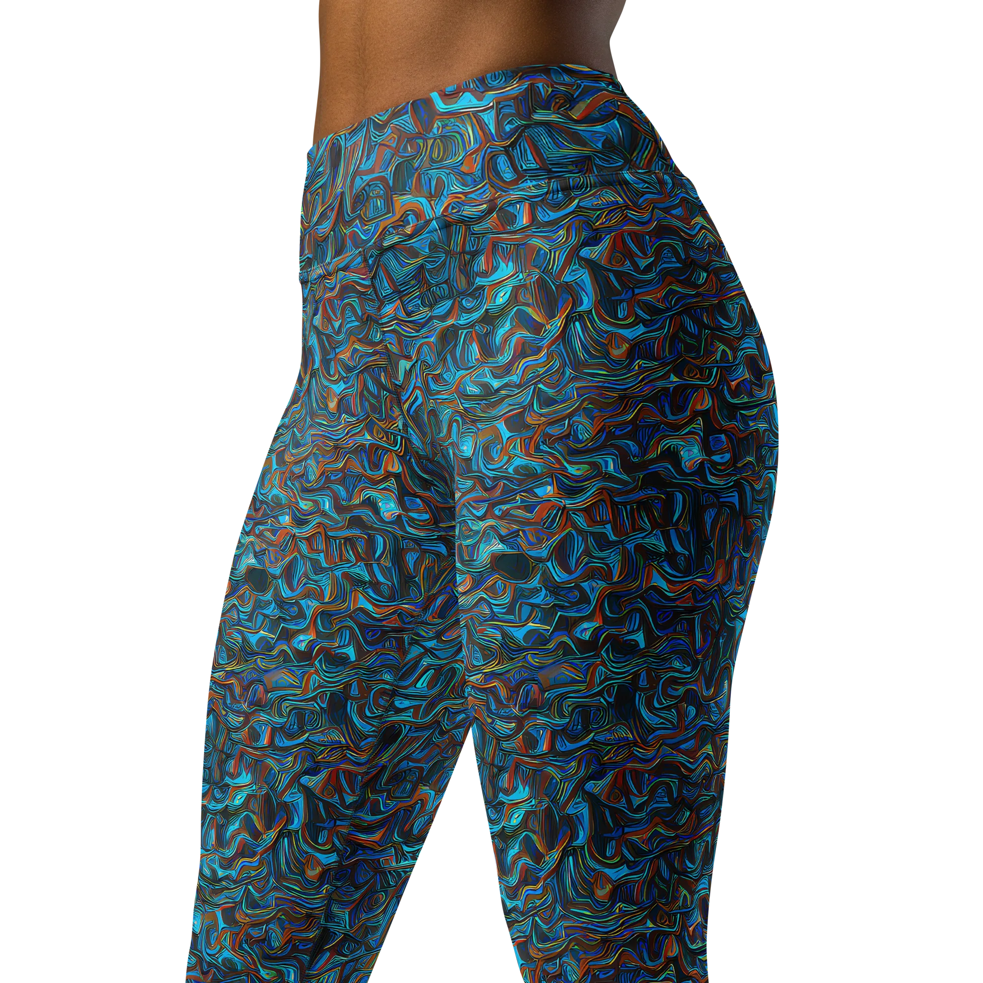 Copper Tide on Yoga Leggings — Left Front