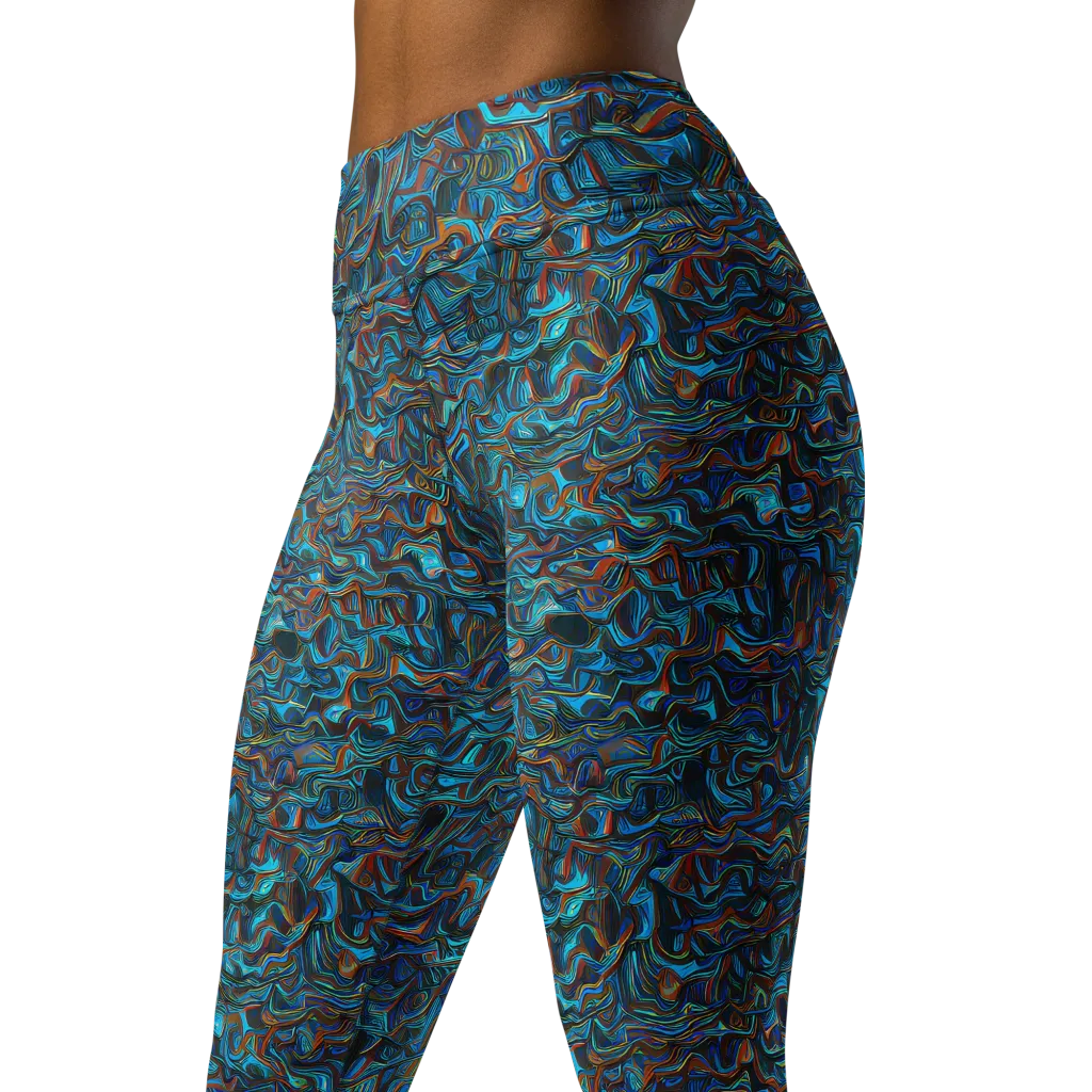 Copper Tide on Yoga Leggings — Left Front