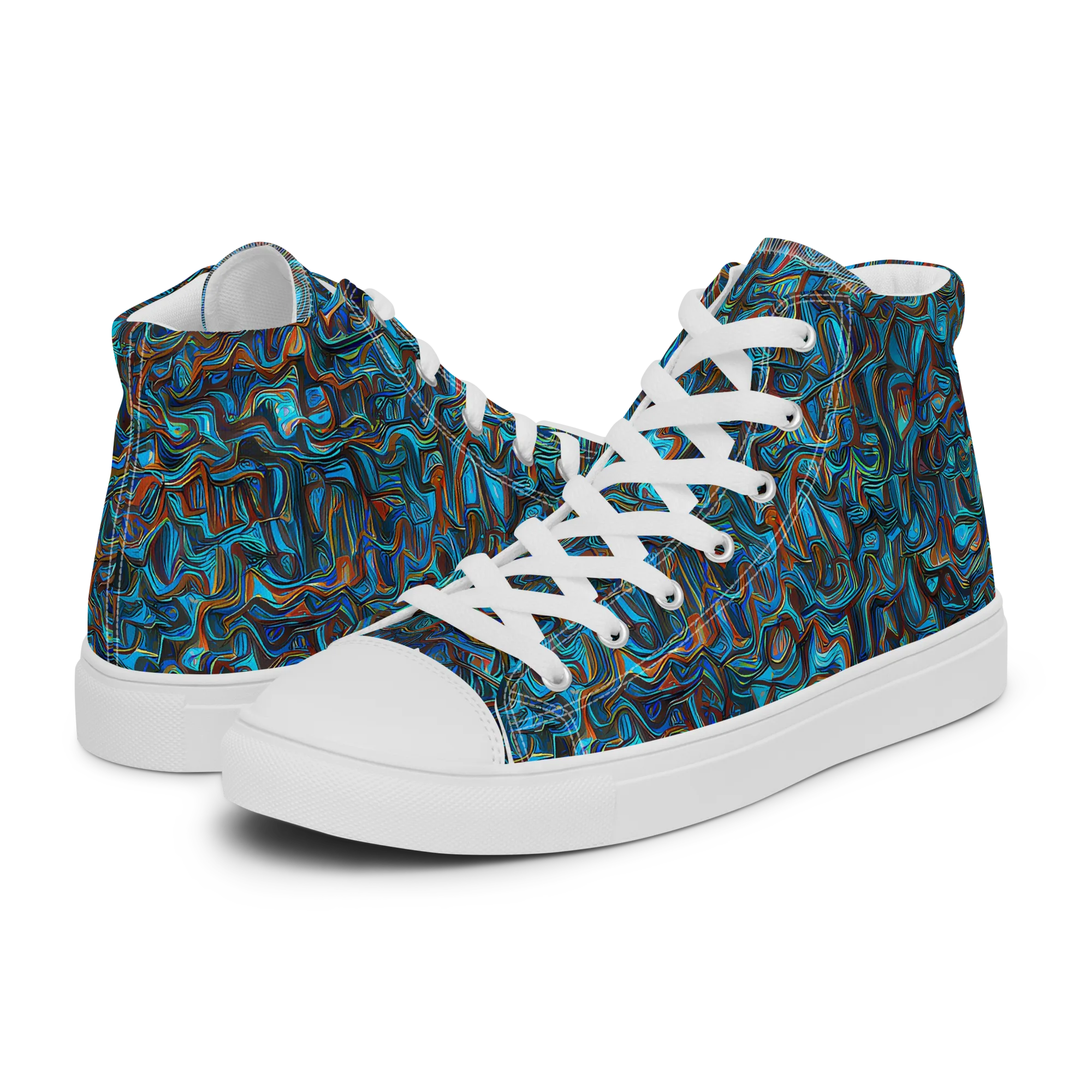 Copper Tide on Men's High Top Canvas Shoes — Left