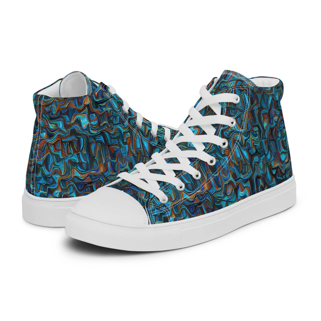 Copper Tide on Men's High Top Canvas Shoes — Left