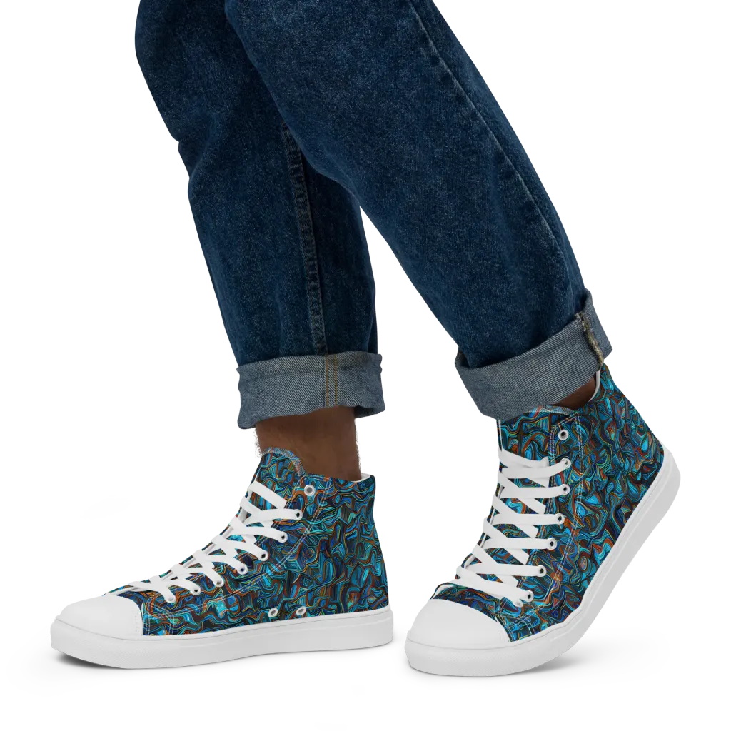 Copper Tide on Men's High Top Canvas Shoes — Left