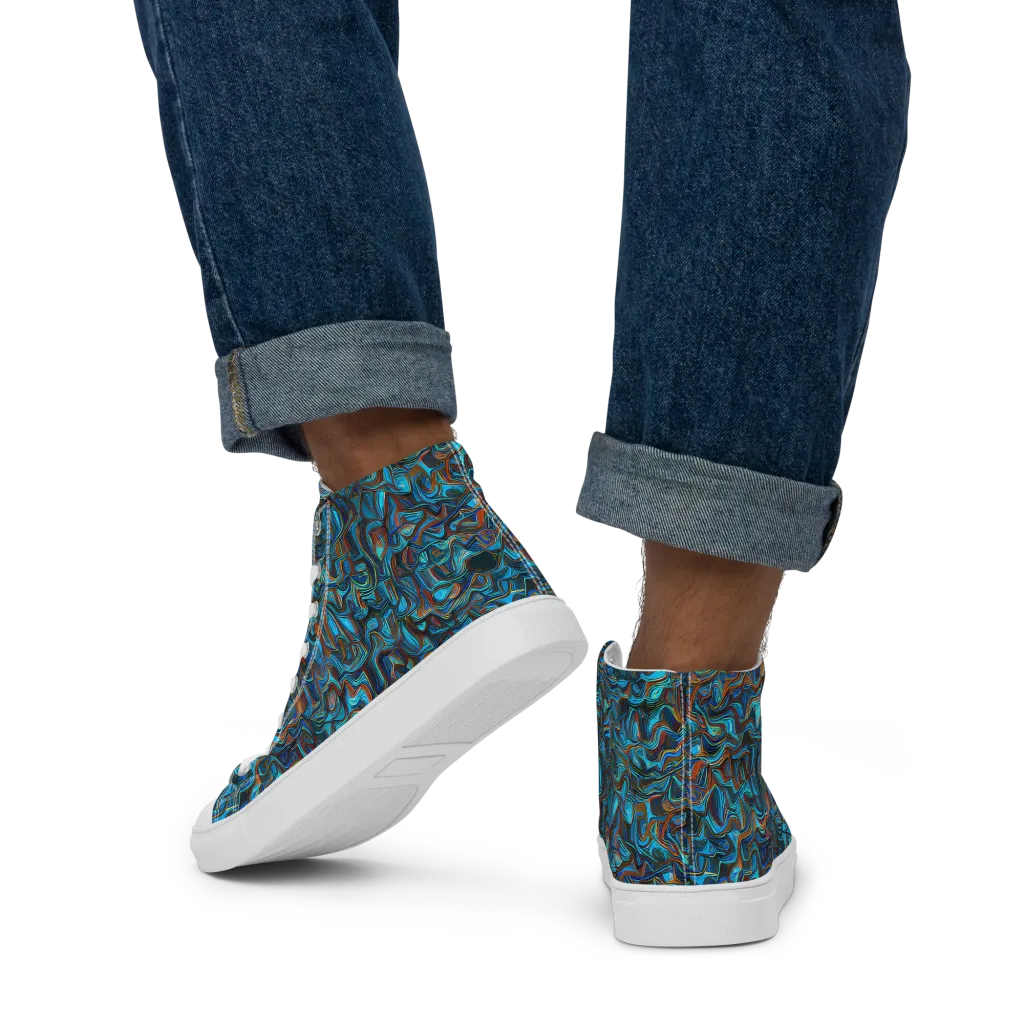 Copper Tide on Men's High Top Canvas Shoes — Back