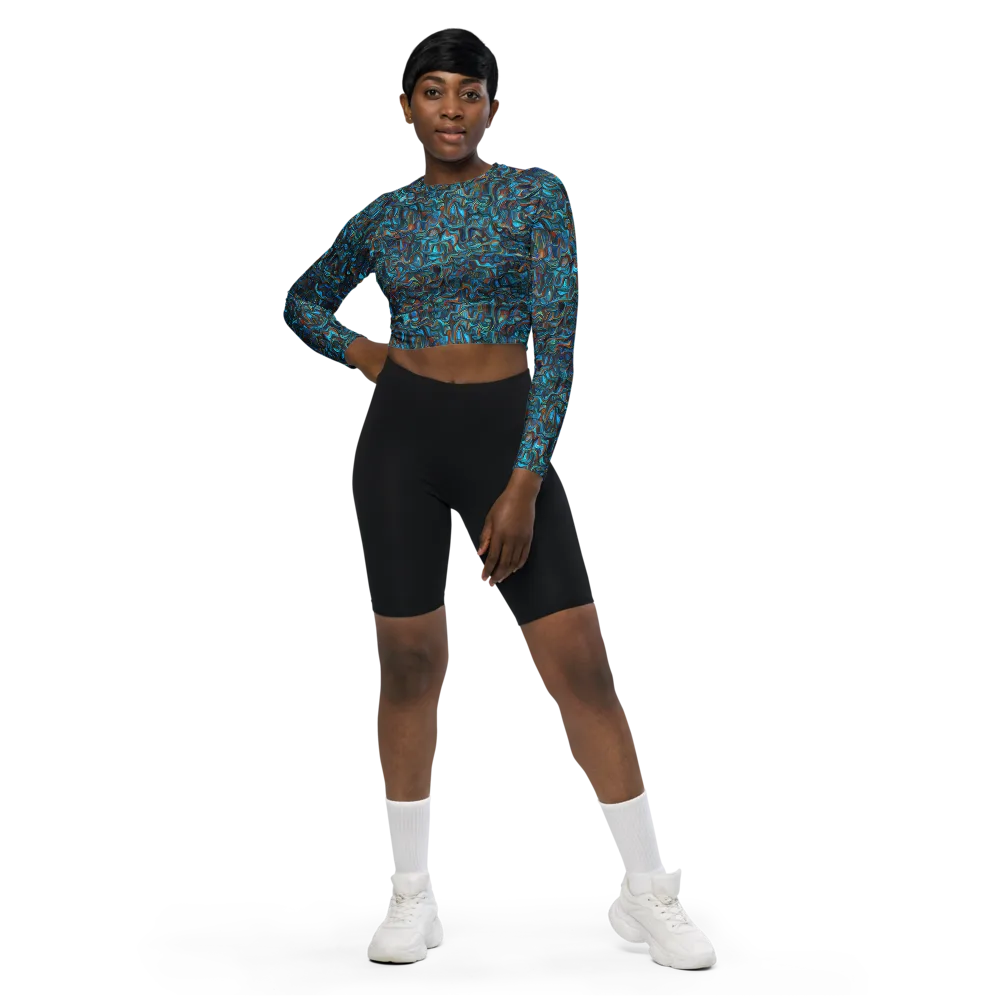 Copper Tide on Long Sleeve Crop Top — Front