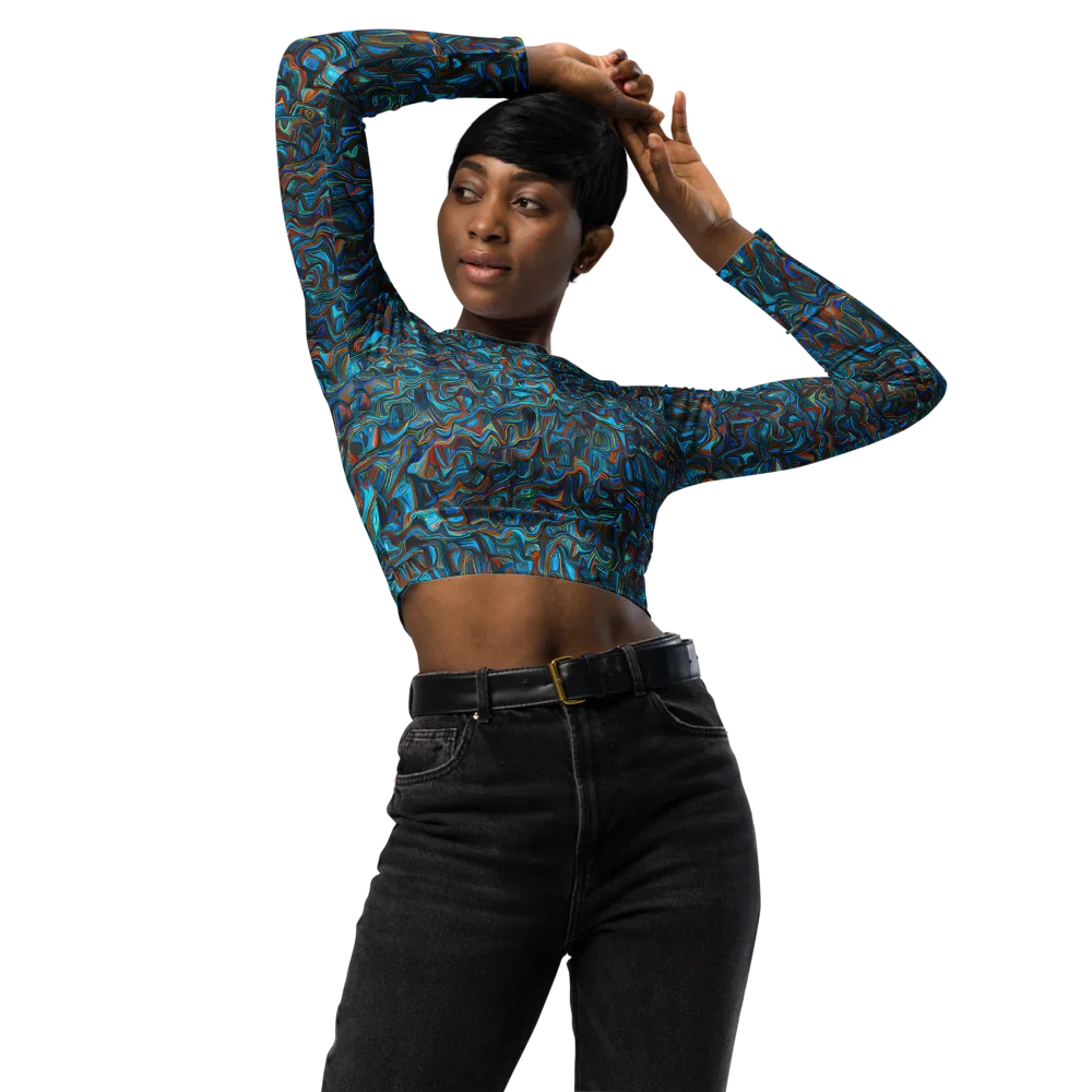 Copper Tide on Long Sleeve Crop Top — Front
