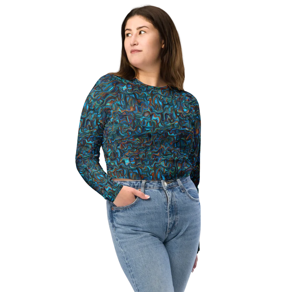 Copper Tide on Long Sleeve Crop Top — Front