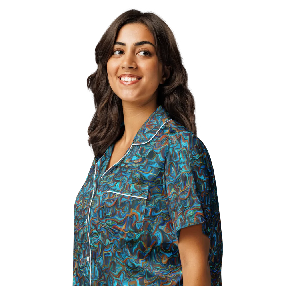 Copper Tide on Women's Short Sleeve Pajama Top — Left Front