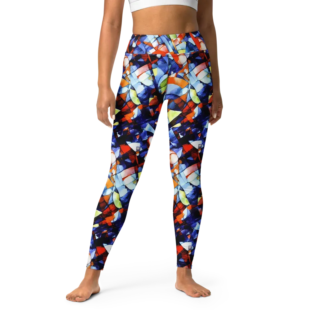 Cubist Current on Yoga Leggings — Front