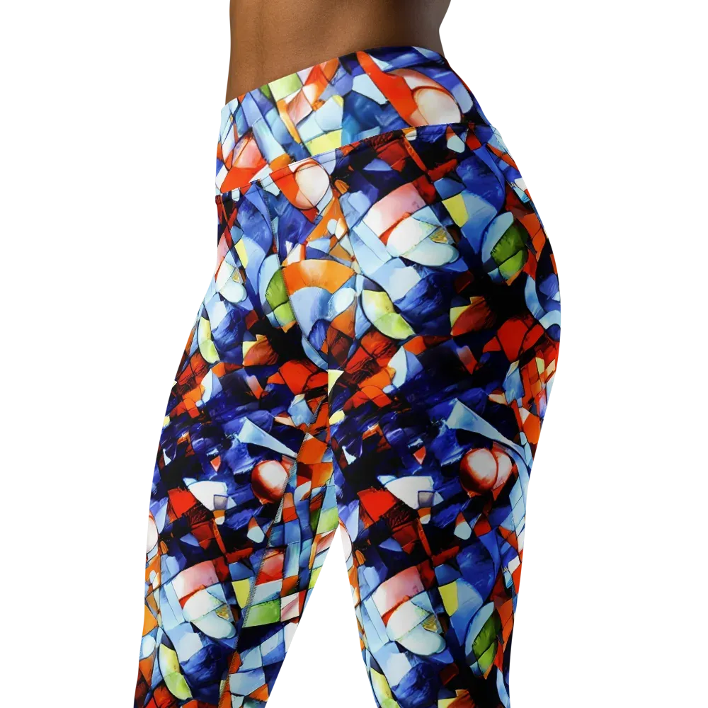 Cubist Current on Yoga Leggings — Left Front