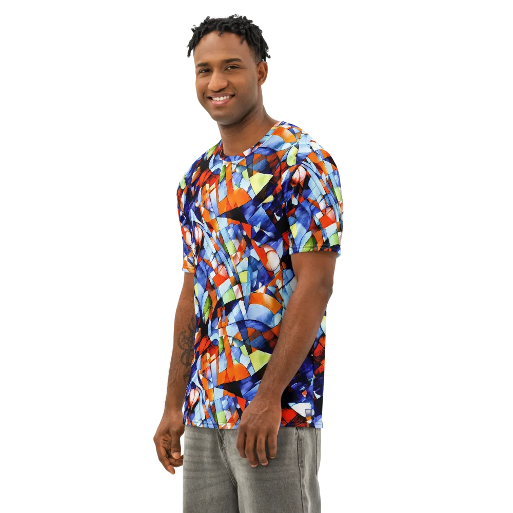 Cubist Current on Men's Cotton Crew Neck T-Shirt — Left Front