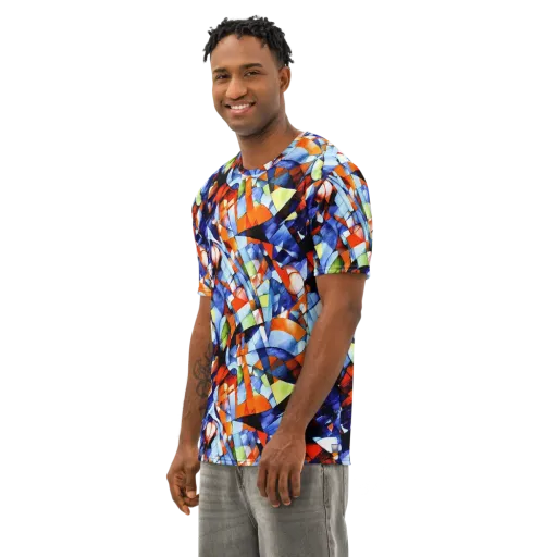 Cubist Current on a Men's Cotton Crew Neck T-Shirt
