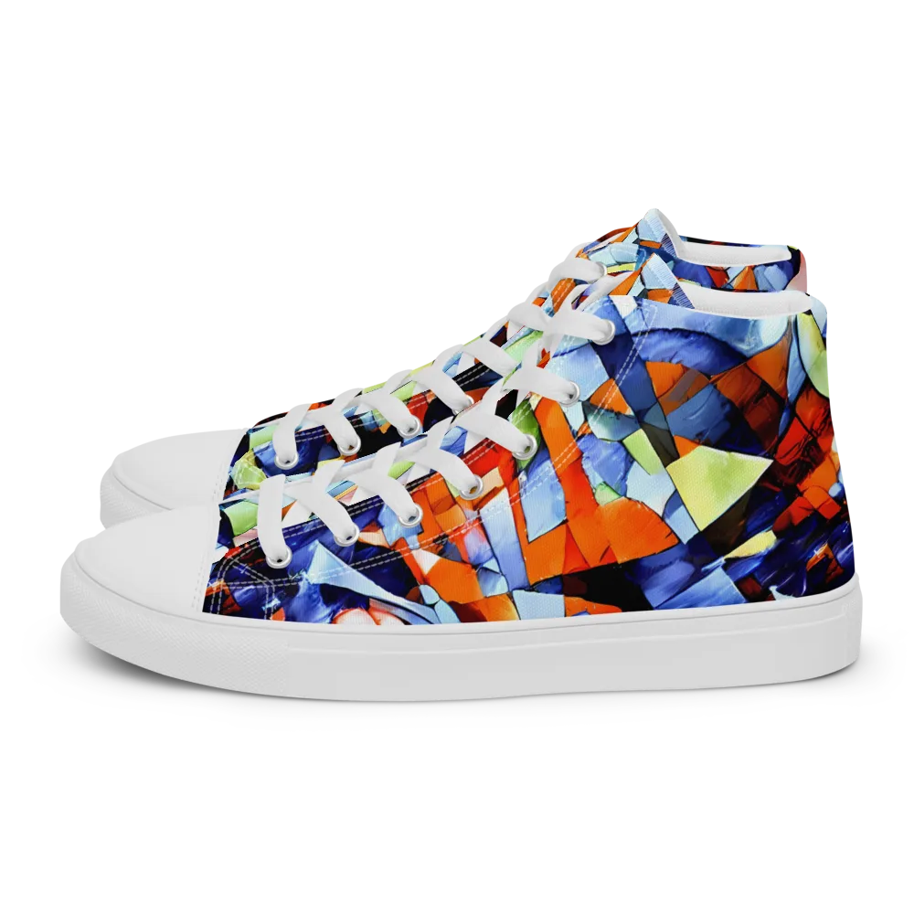 Cubist Current on Men's High Top Canvas Shoes — Left