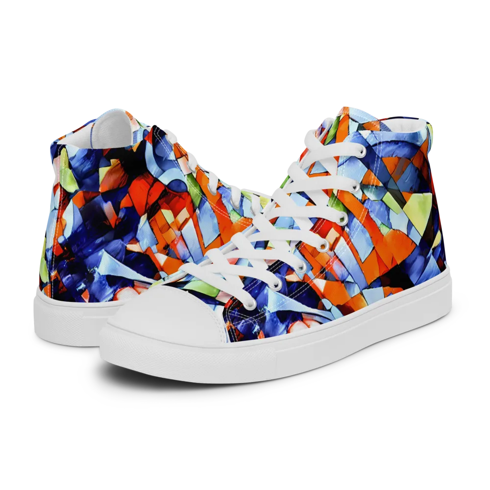 Cubist Current on Men's High Top Canvas Shoes — Left