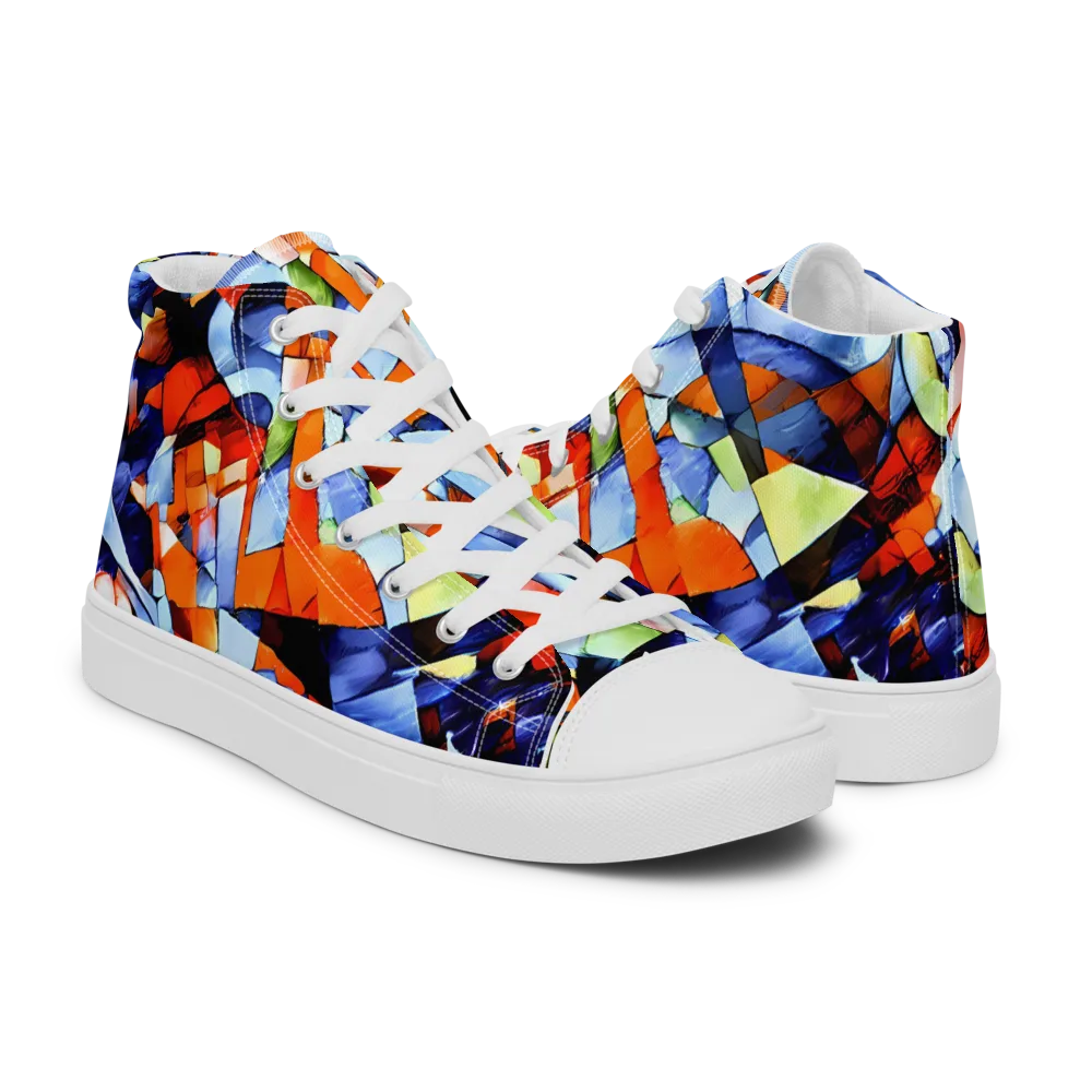 Cubist Current on Men's High Top Canvas Shoes — Right