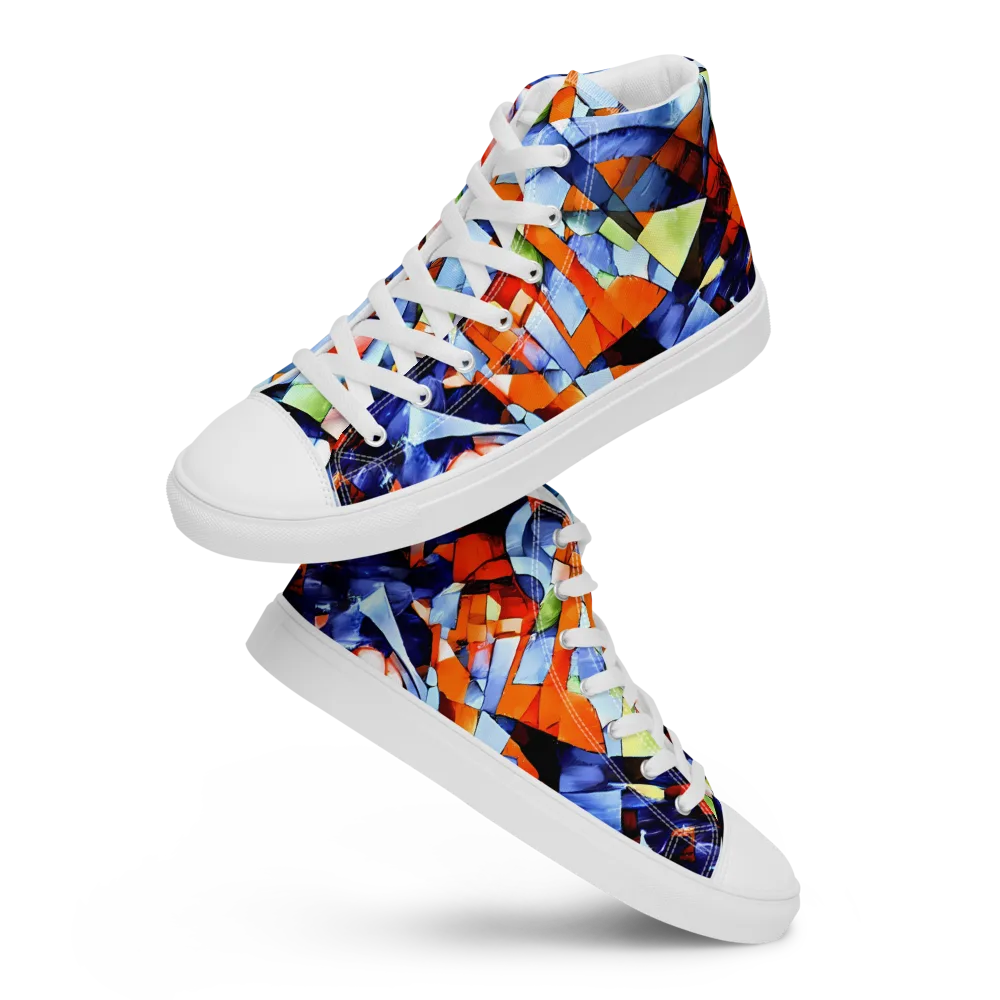 Cubist Current on Men's High Top Canvas Shoes — Front