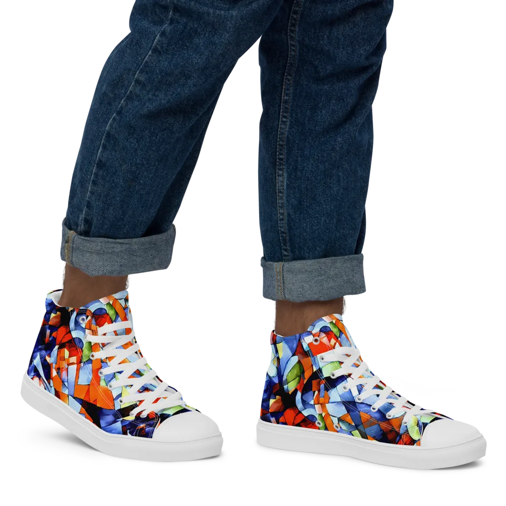 Cubist Current on Men's High Top Canvas Shoes — Right