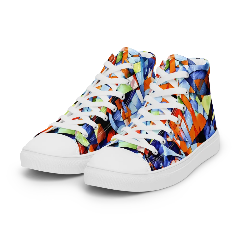 Cubist Current on Women's High Top Canvas Shoes — Left Front