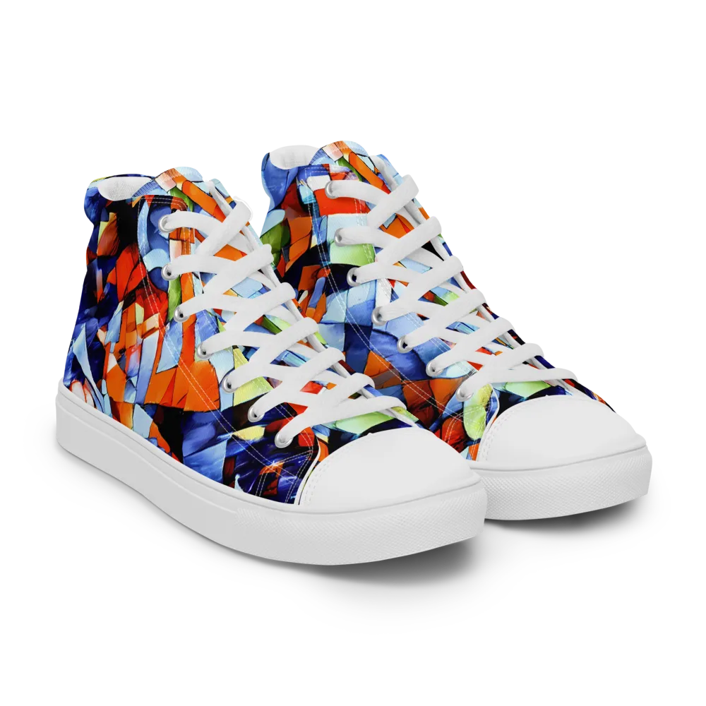Cubist Current on Women's High Top Canvas Shoes — Right Front