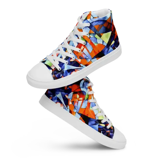 Cubist Current on a Women's High Top Canvas Shoes