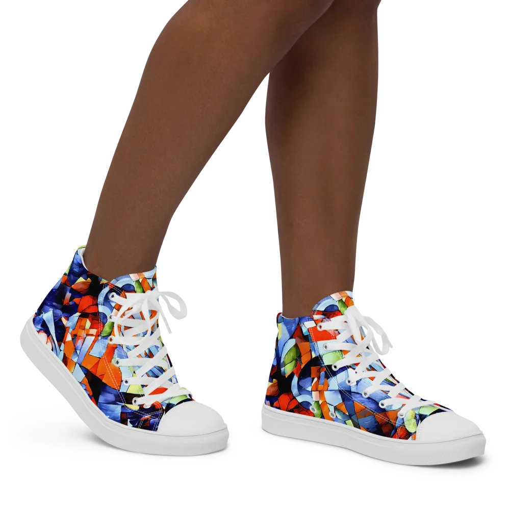 Cubist Current on Women's High Top Canvas Shoes — Right