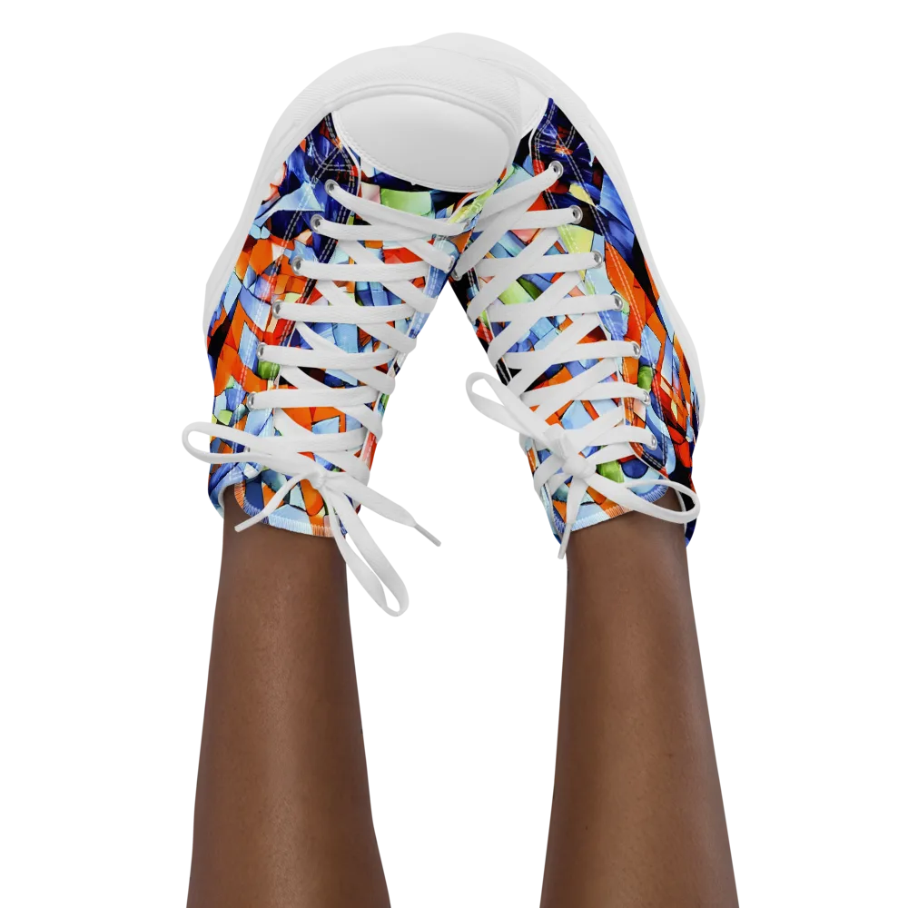 Cubist Current on Women's High Top Canvas Shoes — Front