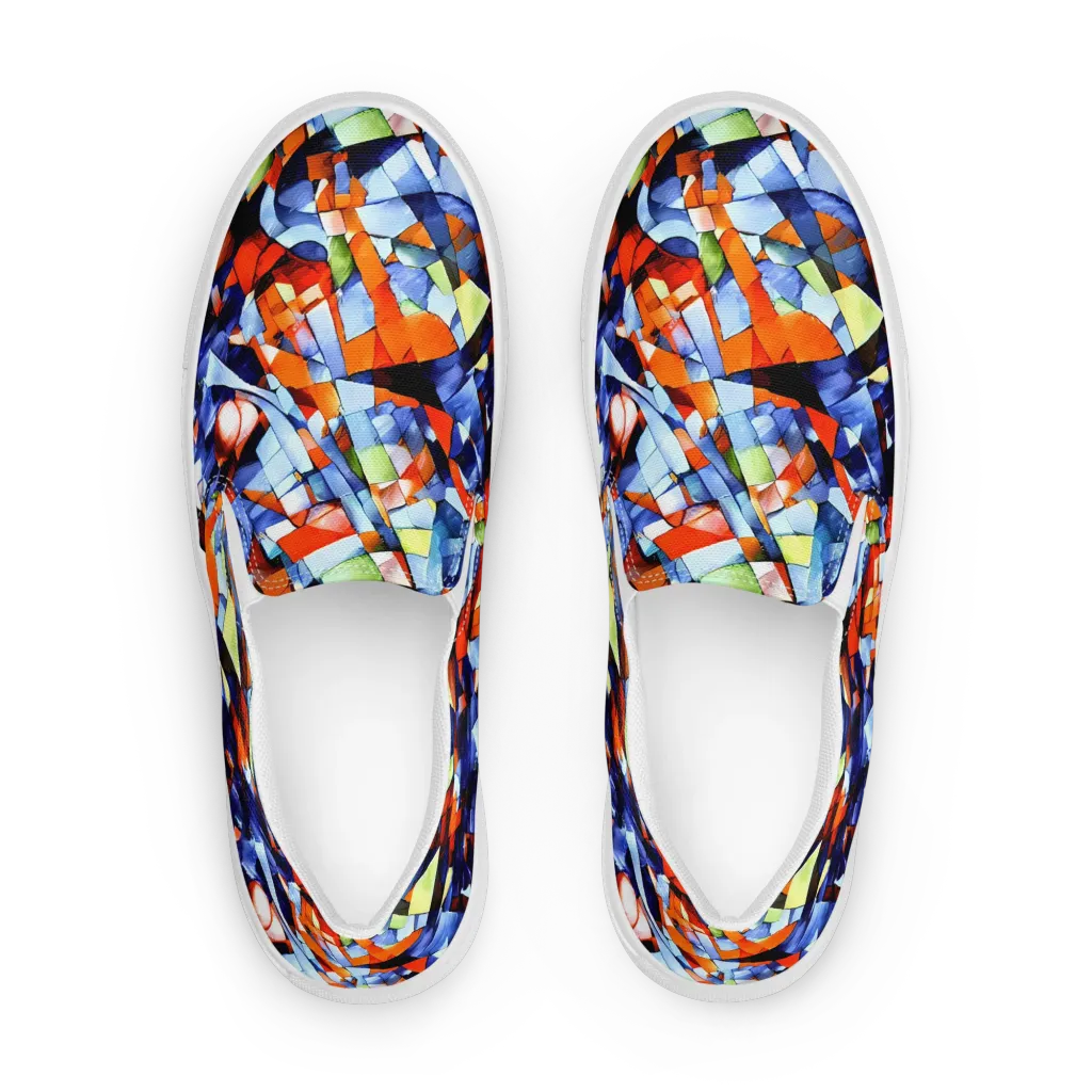 Cubist Current on Men's Slip-On Canvas Shoes — Front