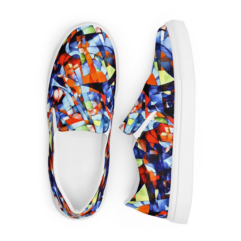 Cubist Current on Men's Slip-On Canvas Shoes — Front