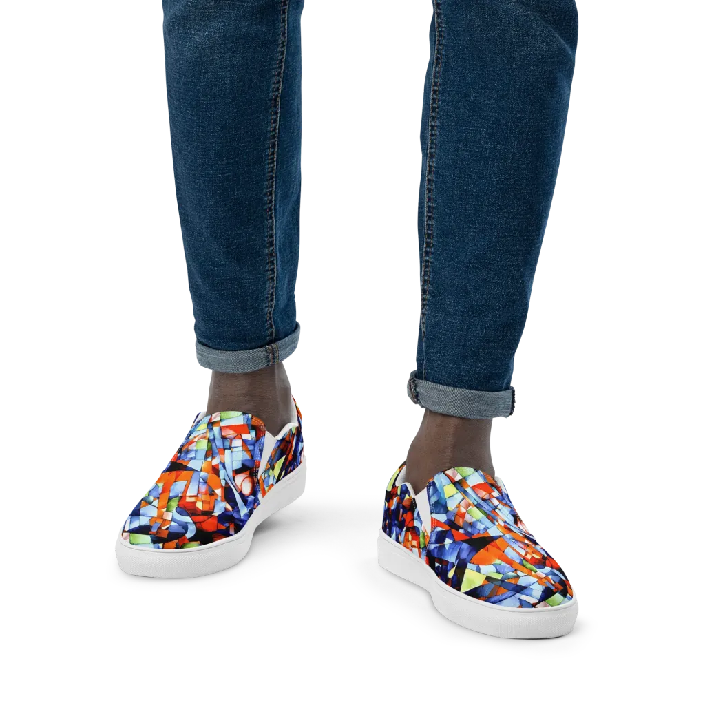 Cubist Current on Men's Slip-On Canvas Shoes — Front