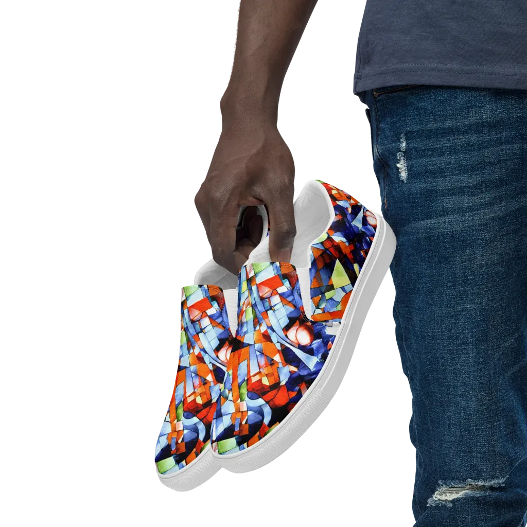 Cubist Current on Men's Slip-On Canvas Shoes — Left Front