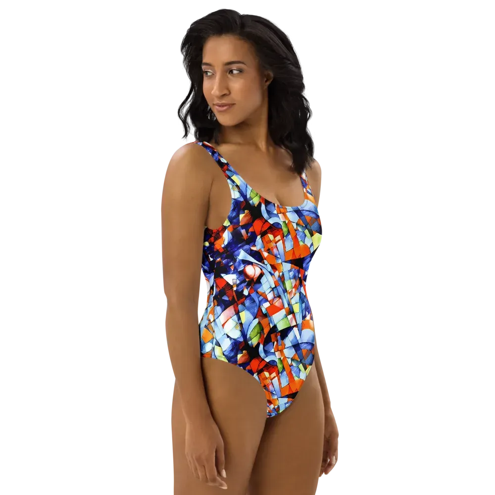 Cubist Current on One-Piece Swimsuit — Right