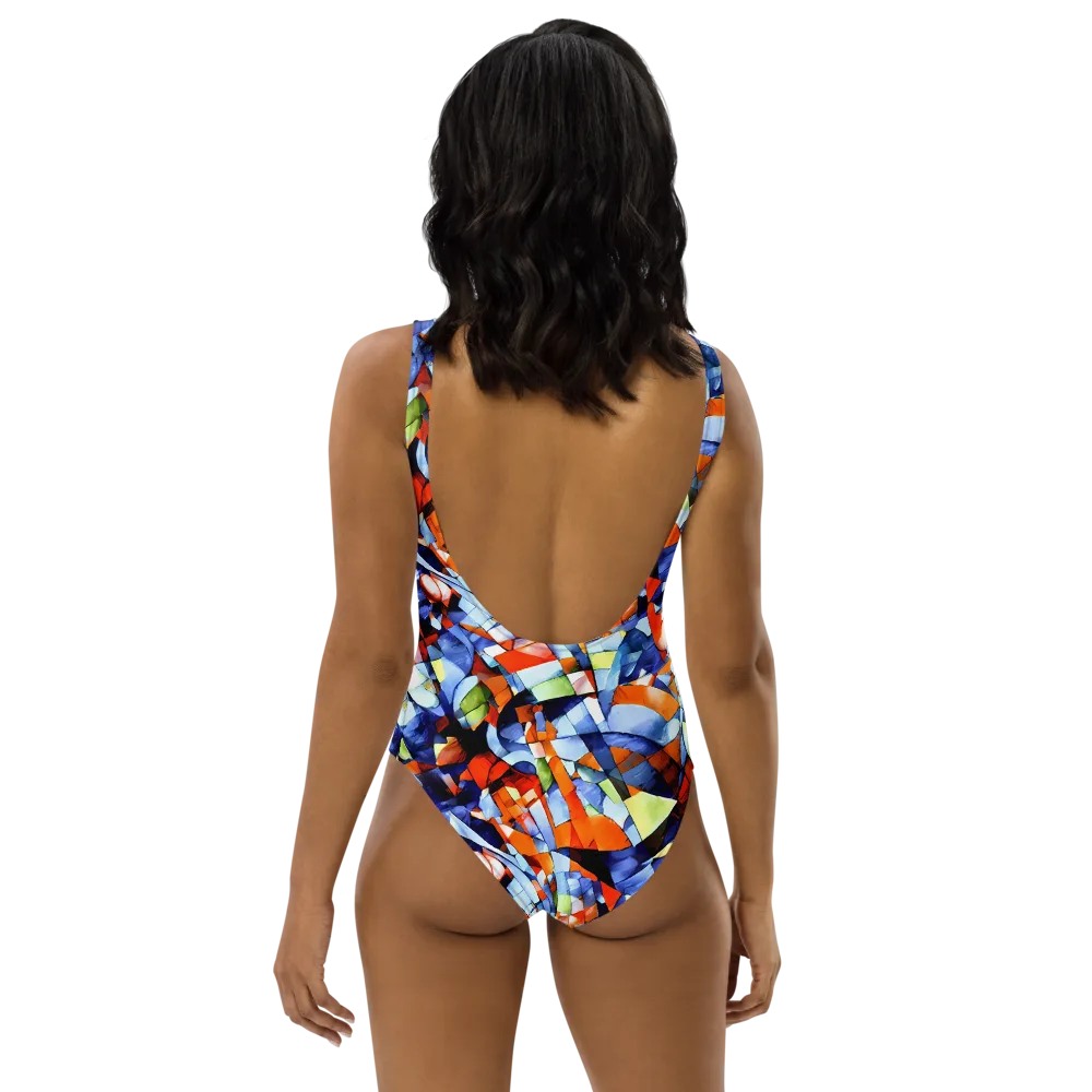 Cubist Current on One-Piece Swimsuit — Back