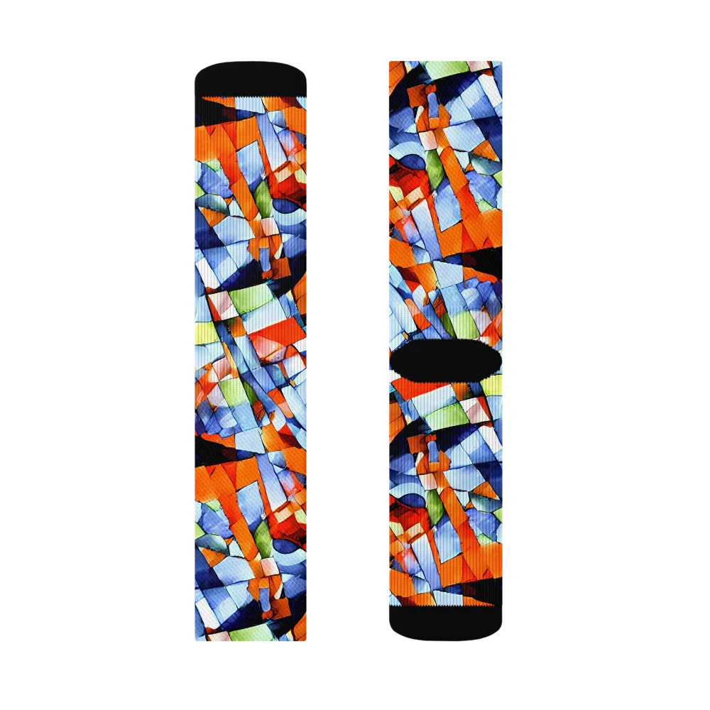Cubist Current on Socks — Left Sock