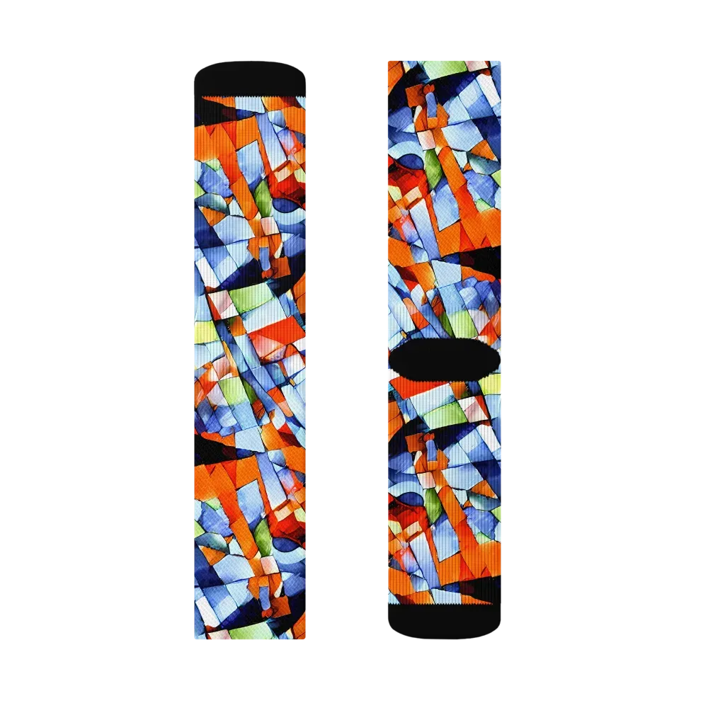 Cubist Current on Socks — Right Sock