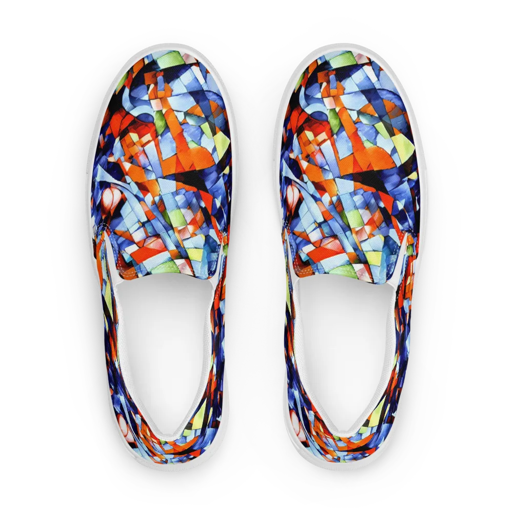 Cubist Current on Women's Slip-On Canvas Shoes — Front
