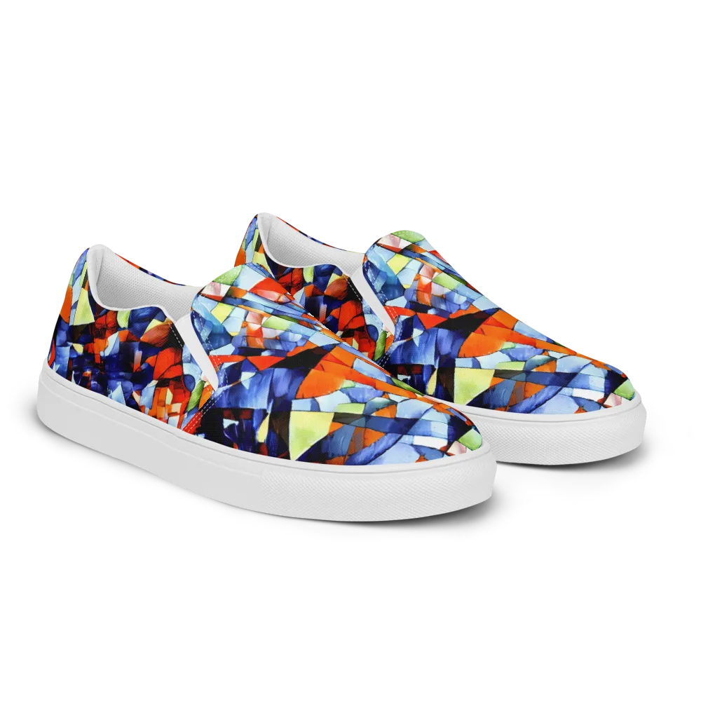 Cubist Current on Women's Slip-On Canvas Shoes — Right Front