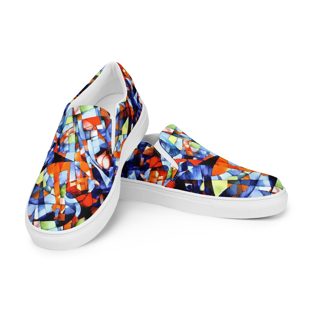 Cubist Current on Women's Slip-On Canvas Shoes — Left Front