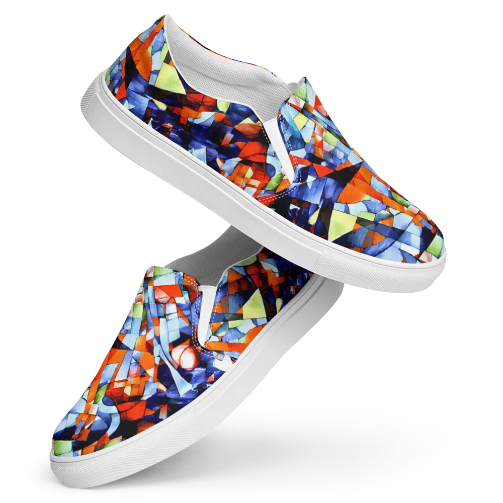 Cubist Current on Women's Slip-On Canvas Shoes — Front