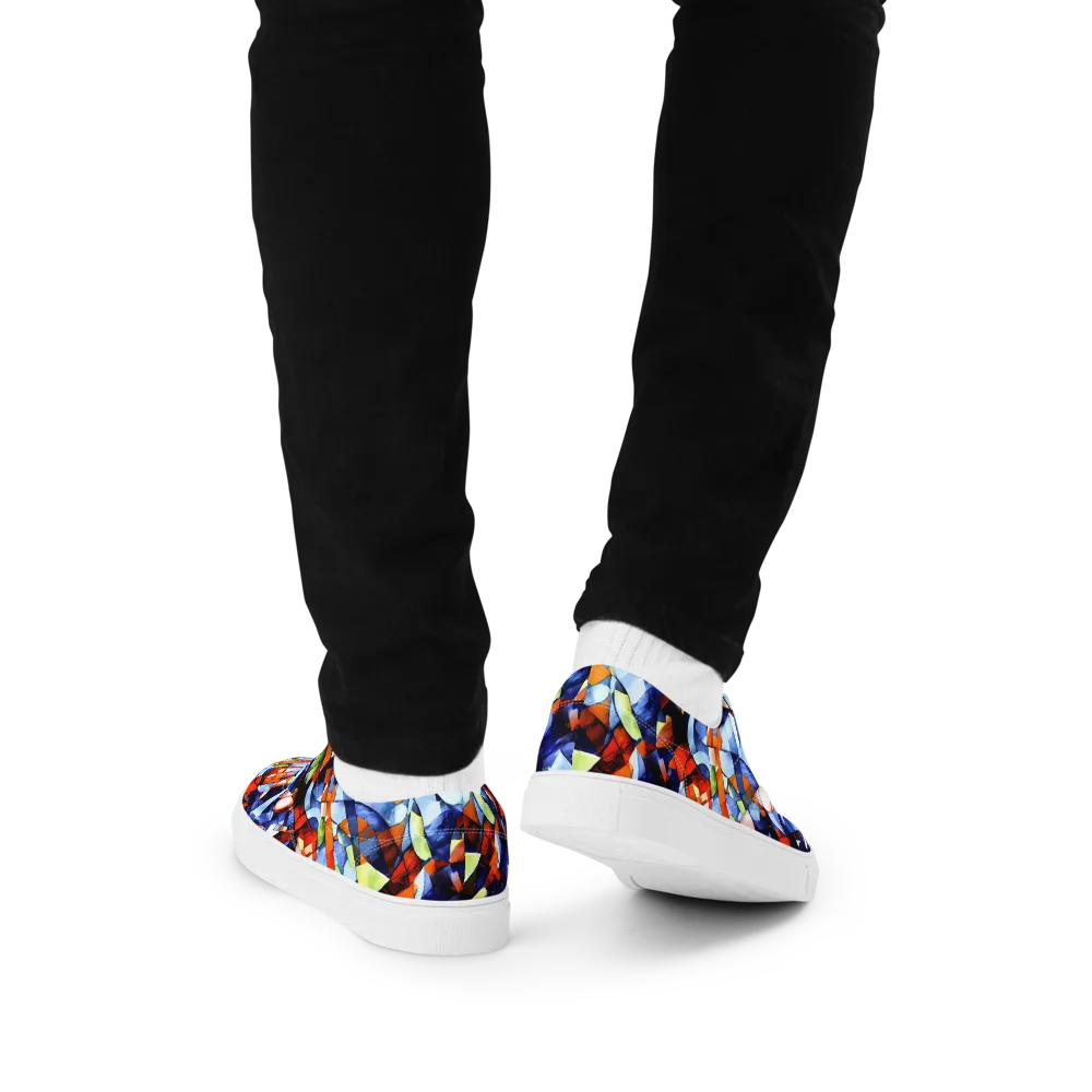 Cubist Current on Men's Lace-Up Canvas Shoes — Back