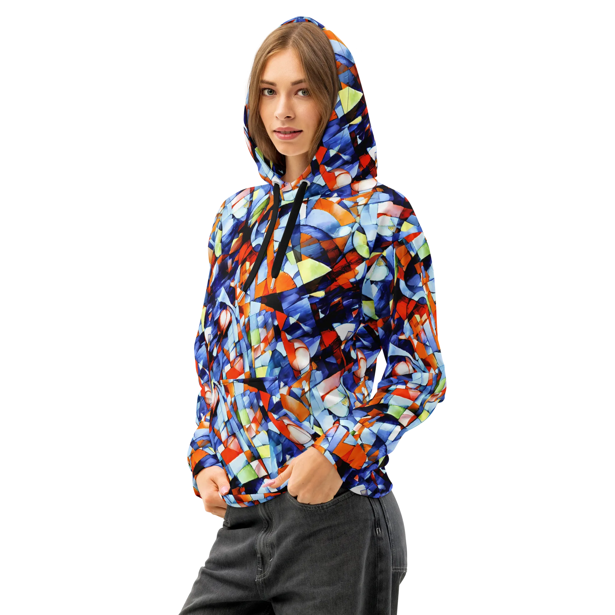 Cubist Current on Cotton Hoodie — Left Front