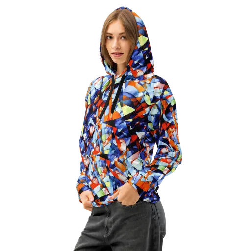 Cubist Current on a Cotton Hoodie