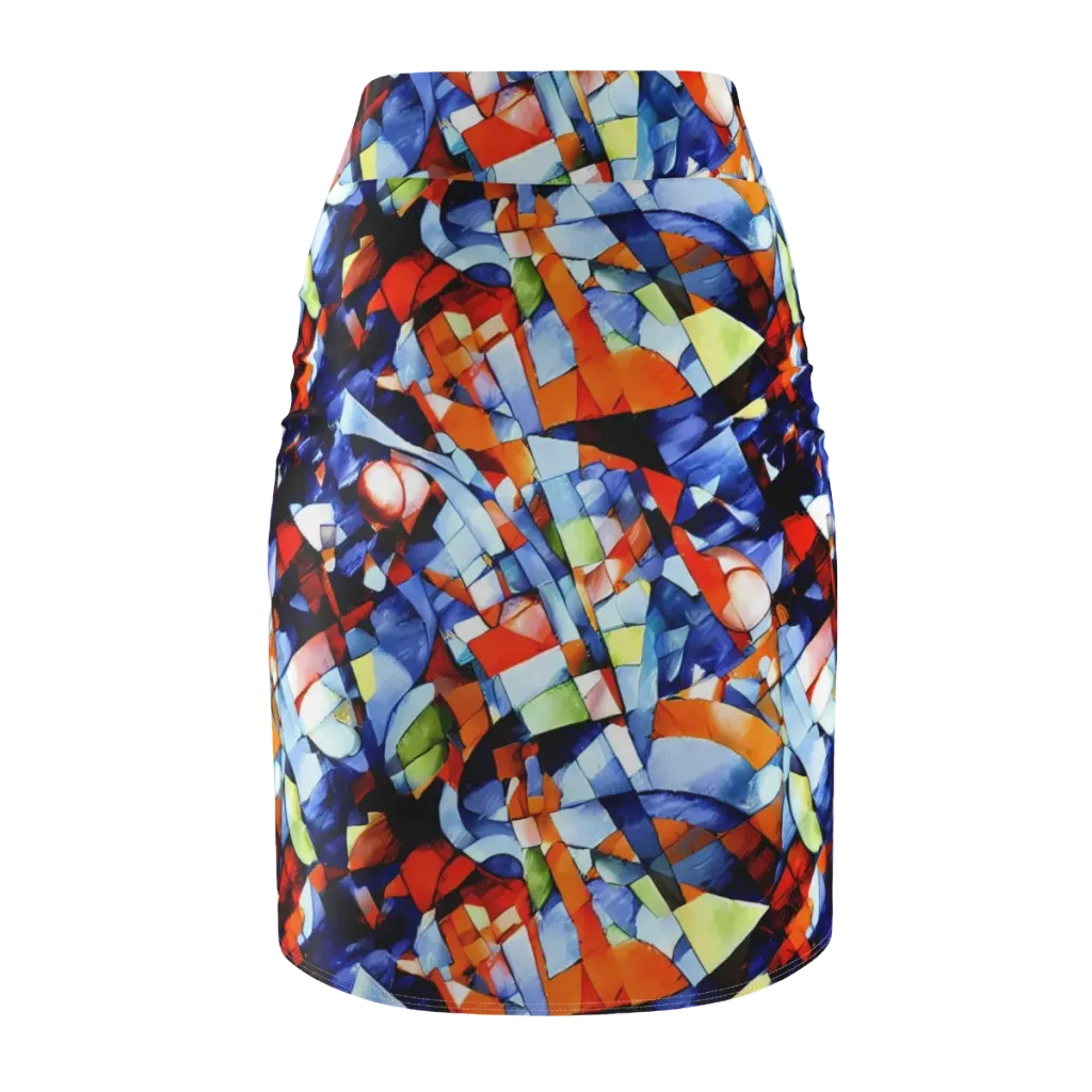 Cubist Current on Pencil Skirt — Back