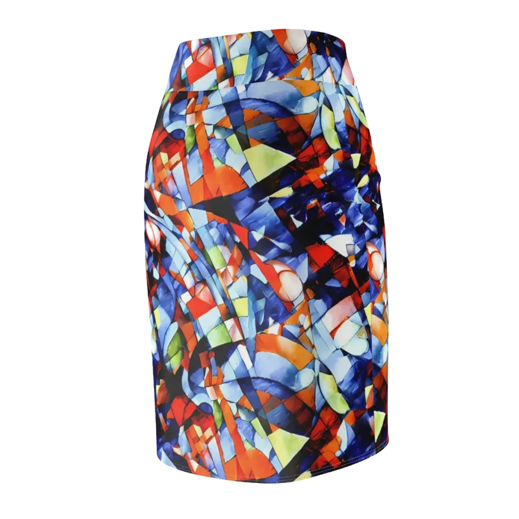 Cubist Current on Pencil Skirt — Back Side