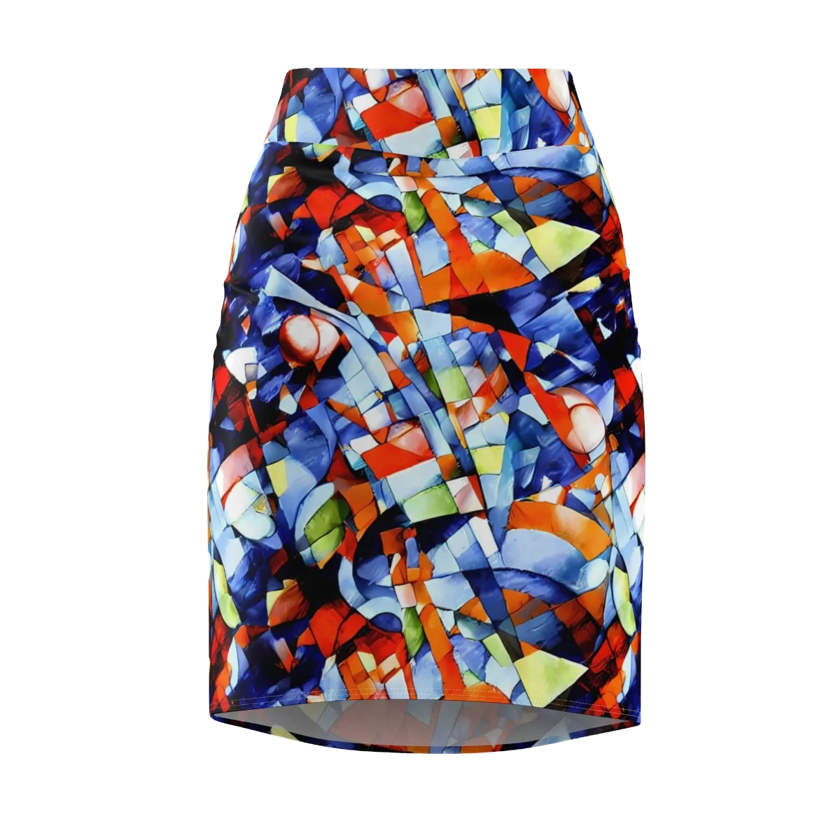 Cubist Current on Pencil Skirt — Front