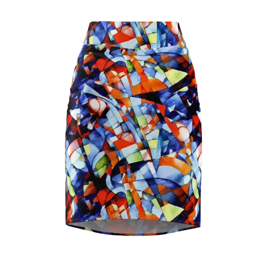 Cubist Current on a Pencil Skirt