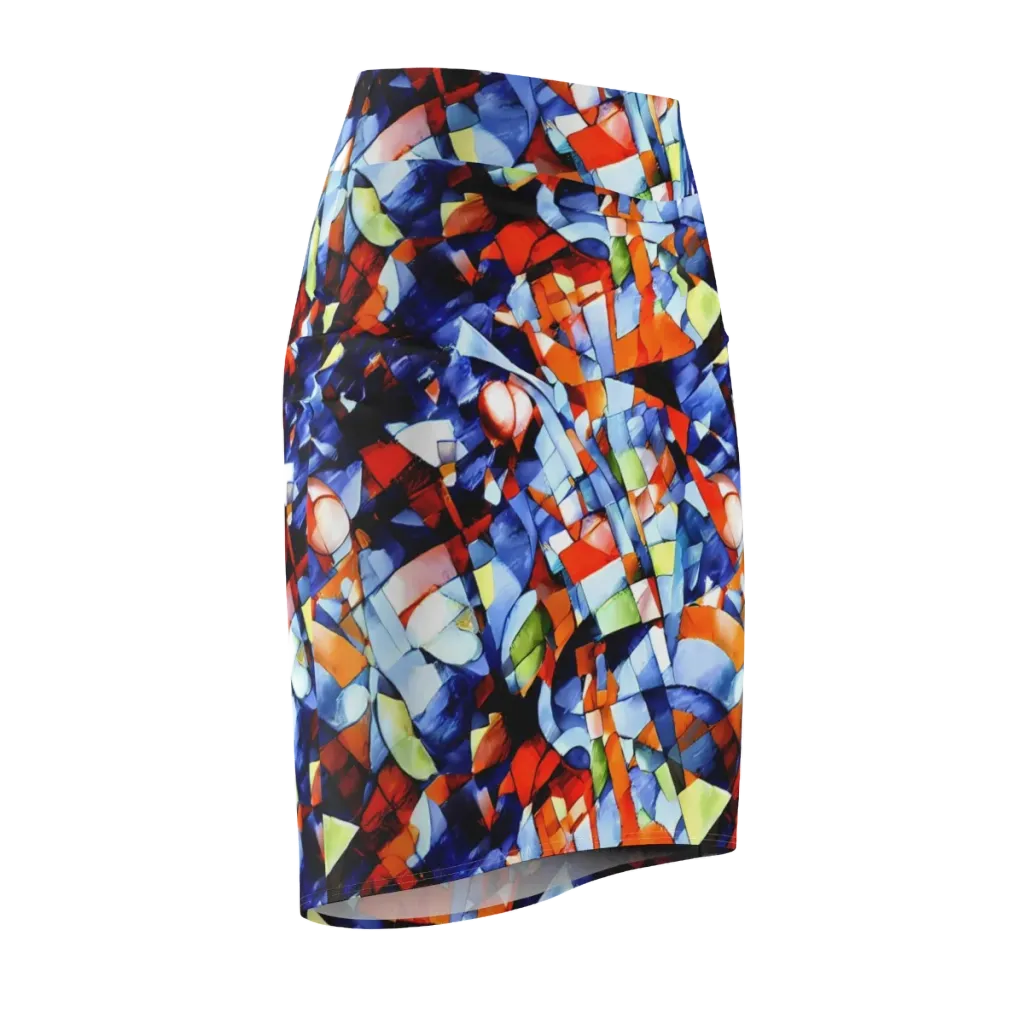 Cubist Current on Pencil Skirt — Front Side