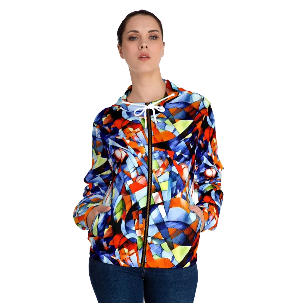 Cubist Current on Women's Full-Zip Hoodie — Front On Person